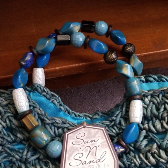 Sun n Sand tote with beaded handles...NWT - Picture 2 of 4